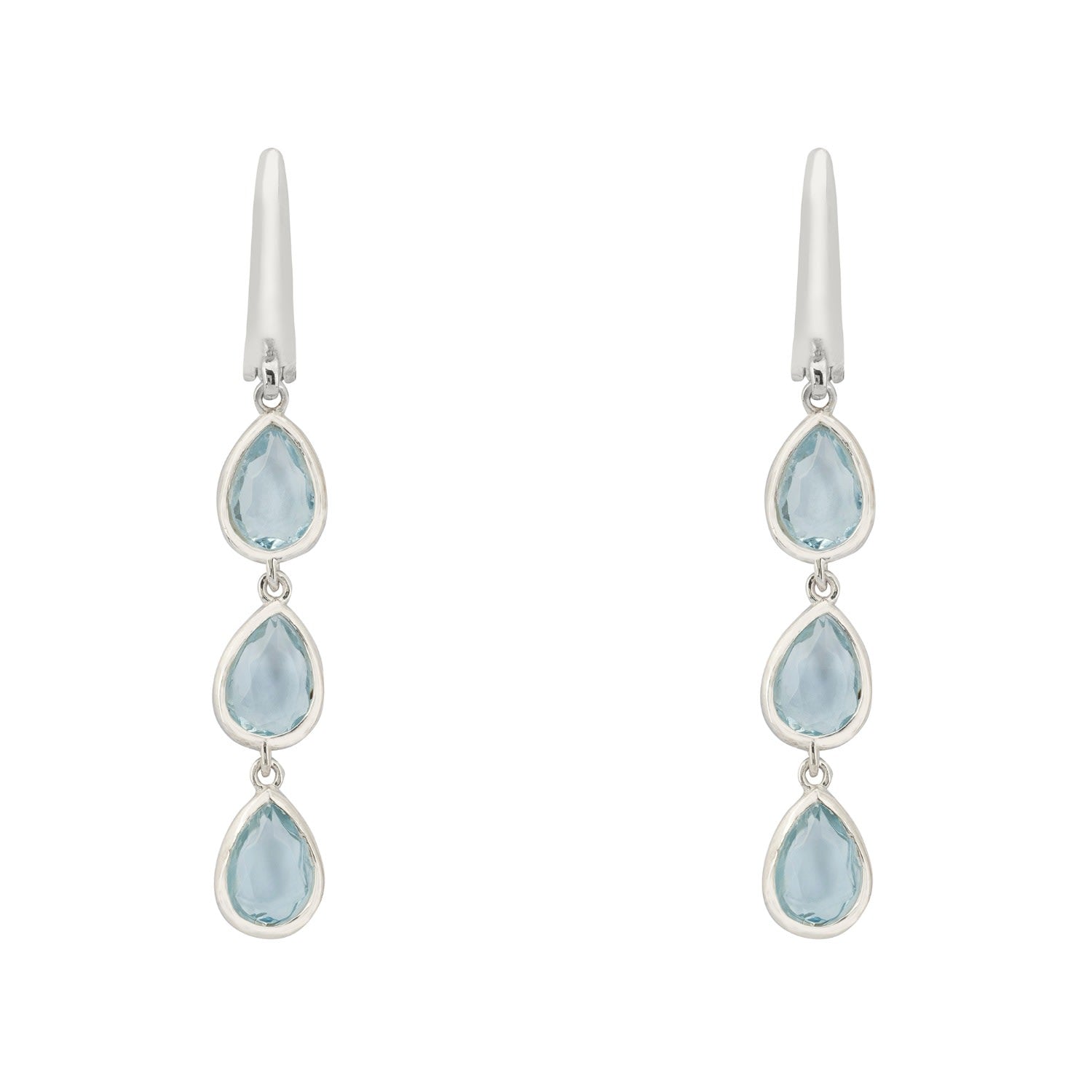 Sardinia Triple Teardrop Earrings Silver Blue Topaz