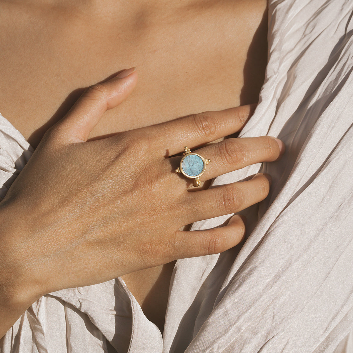 Truth in Bloom Labradorite Lotus Spinner Ring