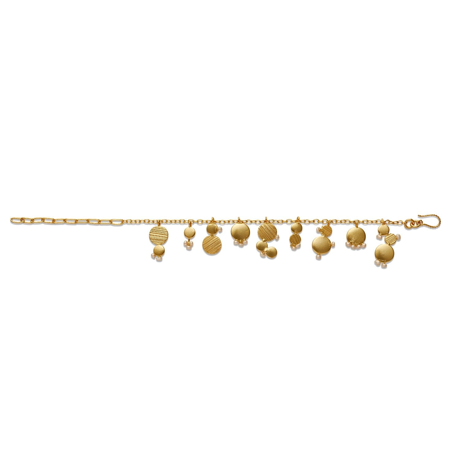 Adjustable Gold Afefe Charm Bracelet With Freshwater Pearls