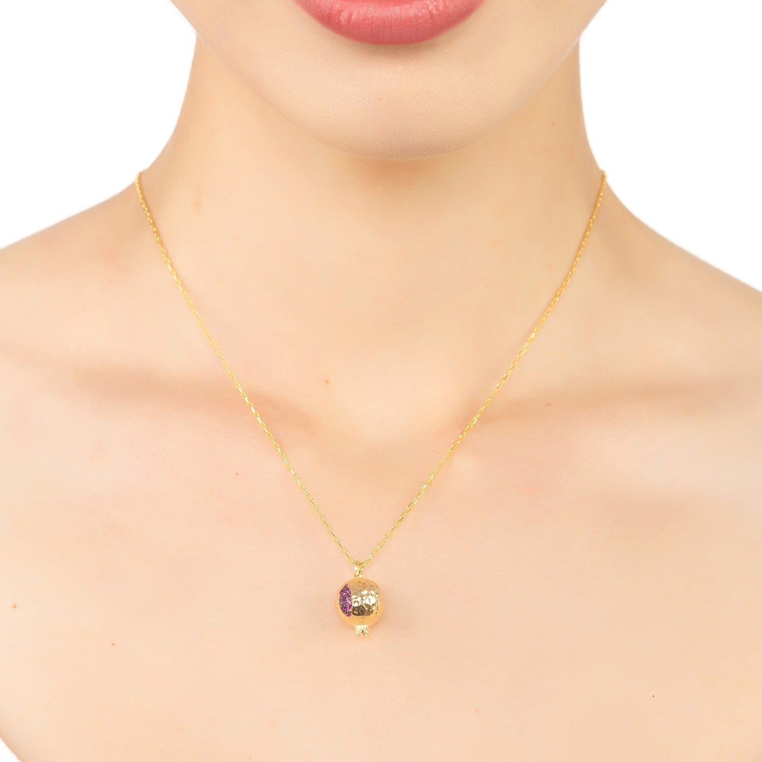 Pomegranate Charm Necklace Gold