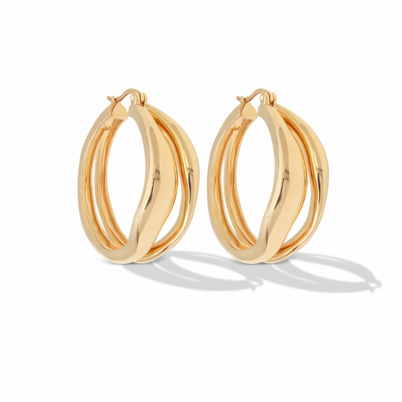 Saya Assymetric Large Gold Earring Hoops