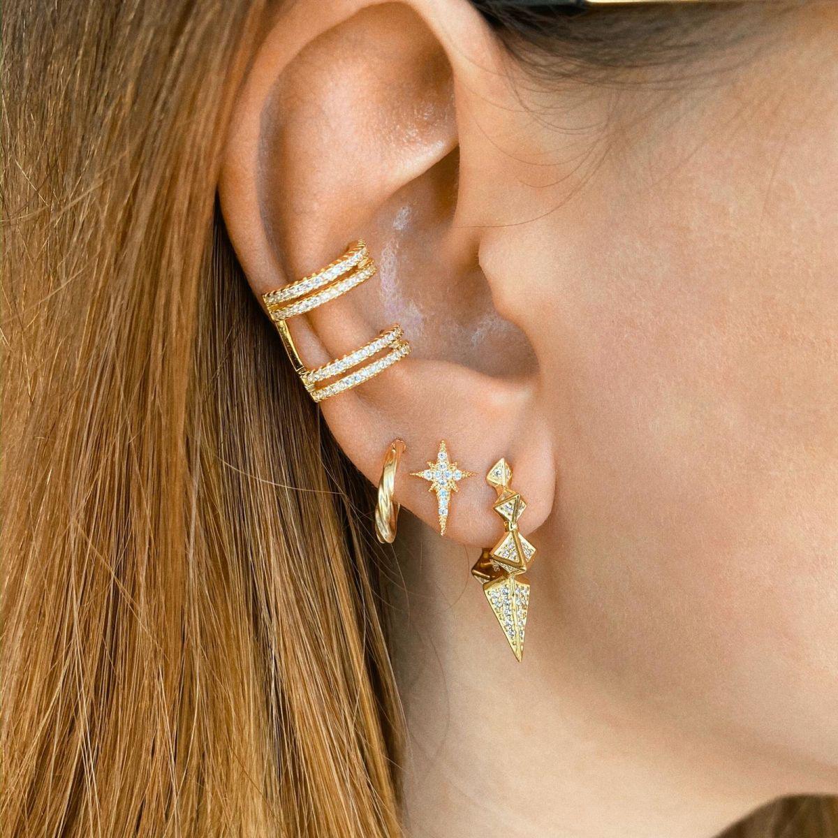 Northern Star Starburst Sterling Silver Stud Earring - Rose Gold