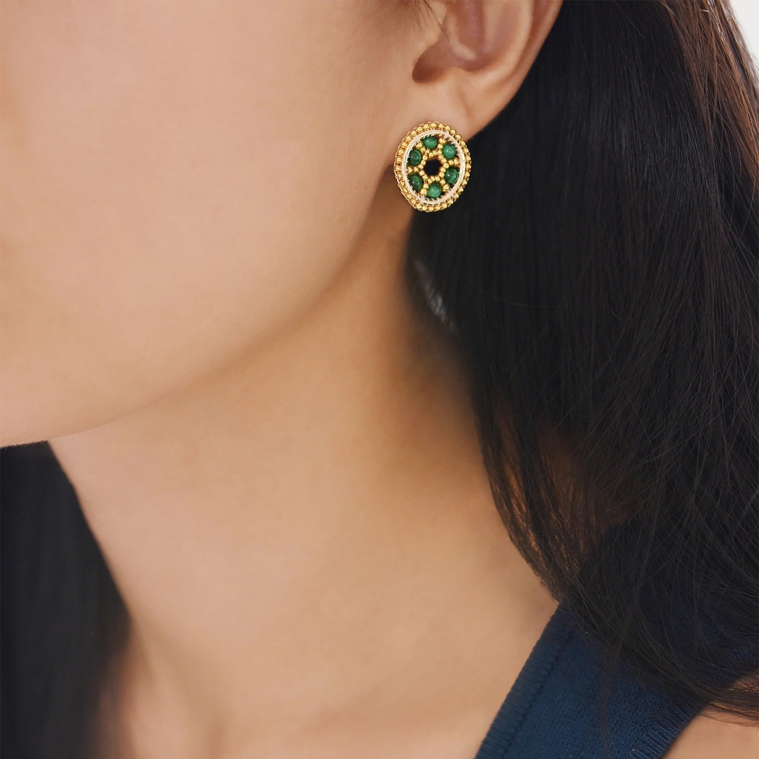 Celestia Prism Circle Earrings - Amazonite + Chrome Diopside