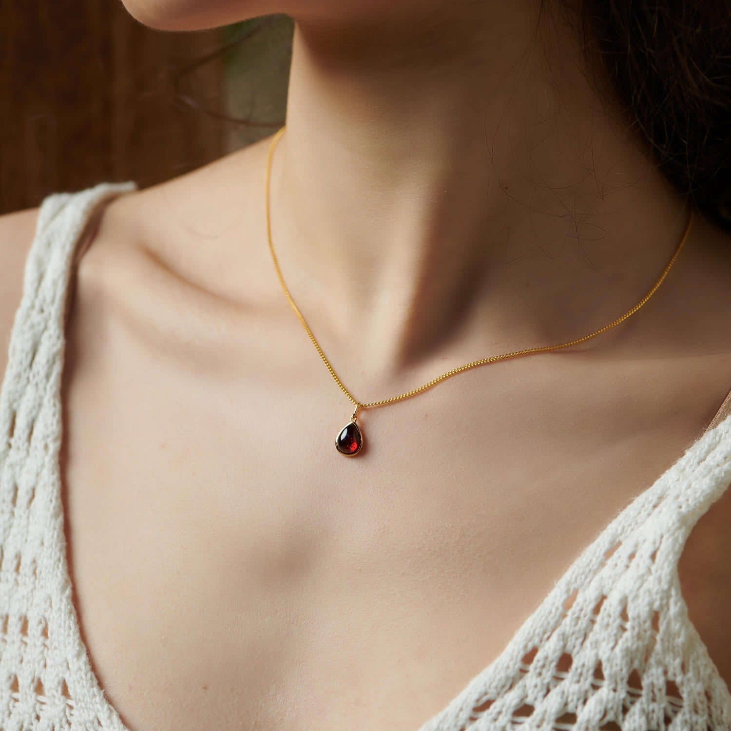Scarab Gold Vermeil Red Garnet Necklace