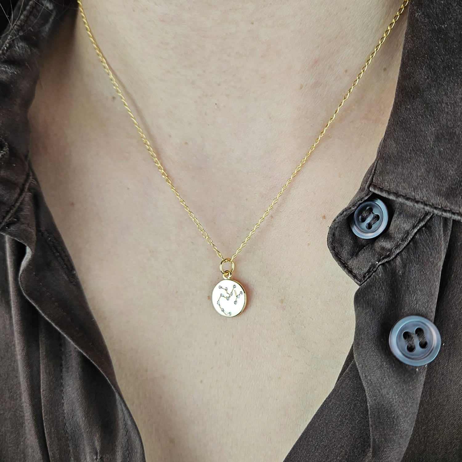 Scorpio Gold Plated Constellation Star Map Pendant Charm Necklace