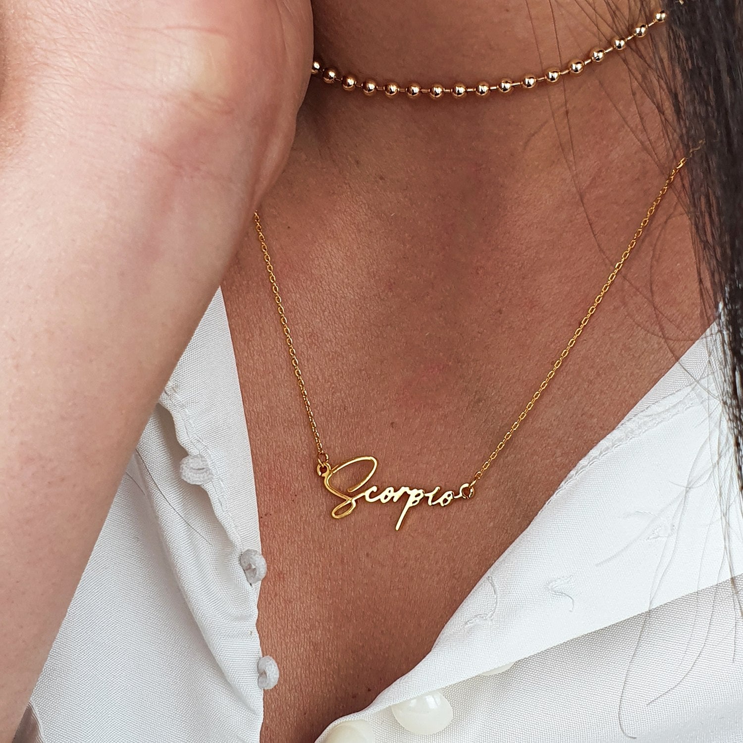 Scorpio Gold Plated Zodiac Star Sign Statement Necklace