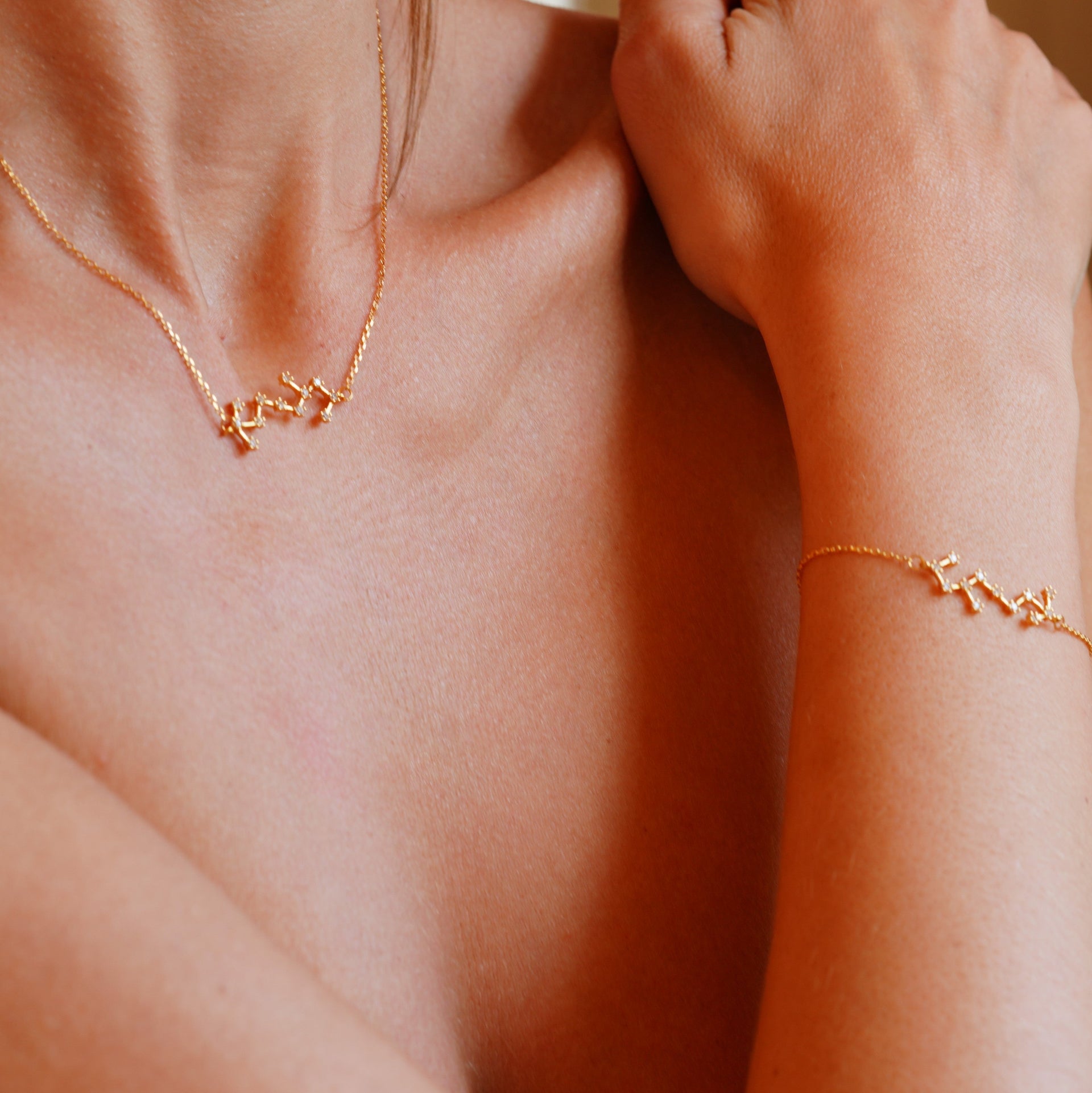 Scorpio Zodiac Constellation Necklace In Gold