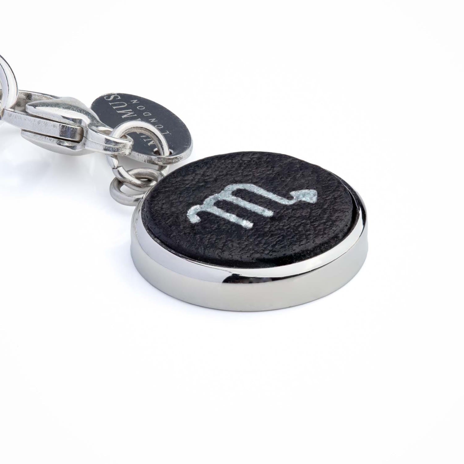 Scorpio Zodiac Sterling Silver & Leather Curb Bracelet