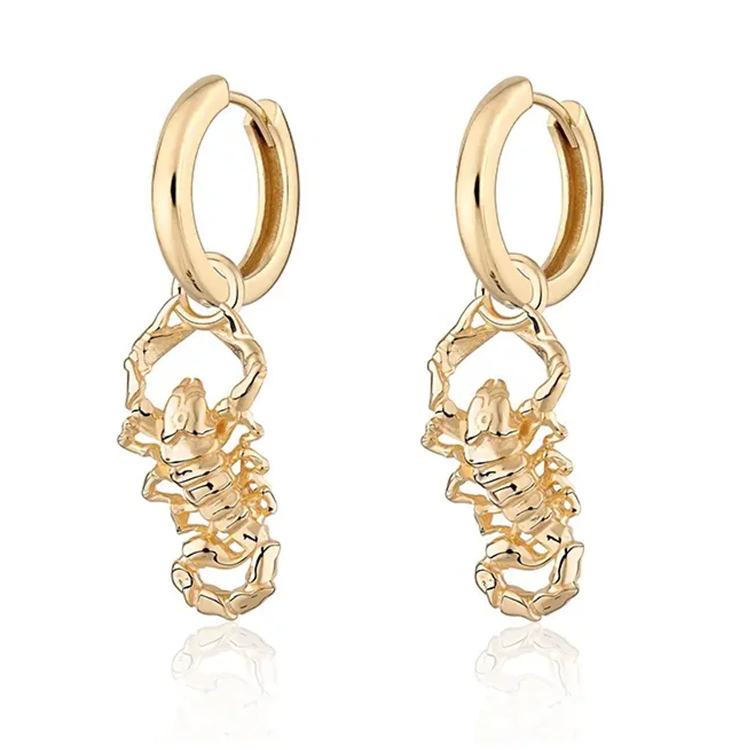 Scorpion Gold Droplet Huggie Hoop Earrings