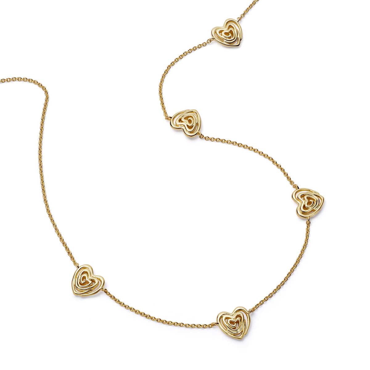 Scribble Heart Charm Necklace 18ct Gold Plate