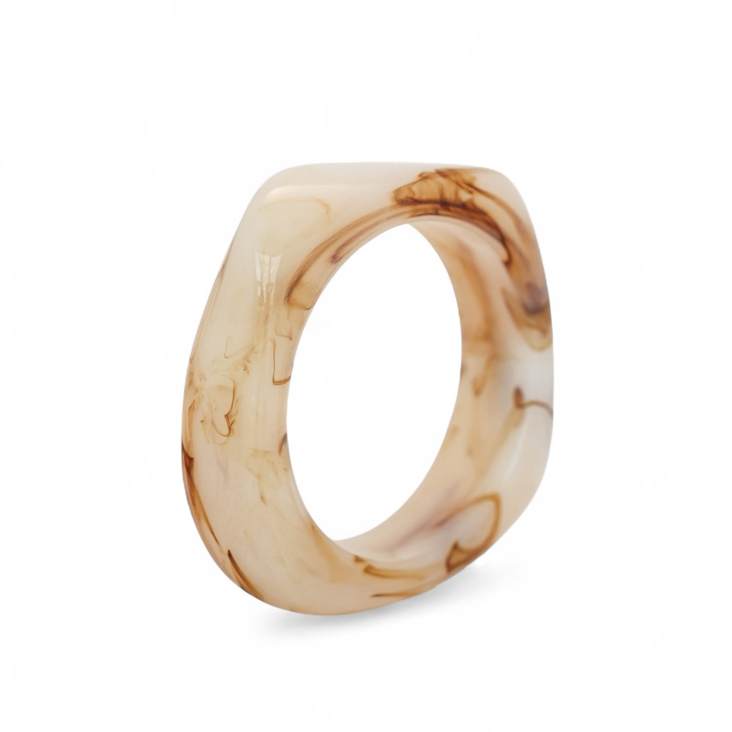 Sculpted Square Bangle In Beige