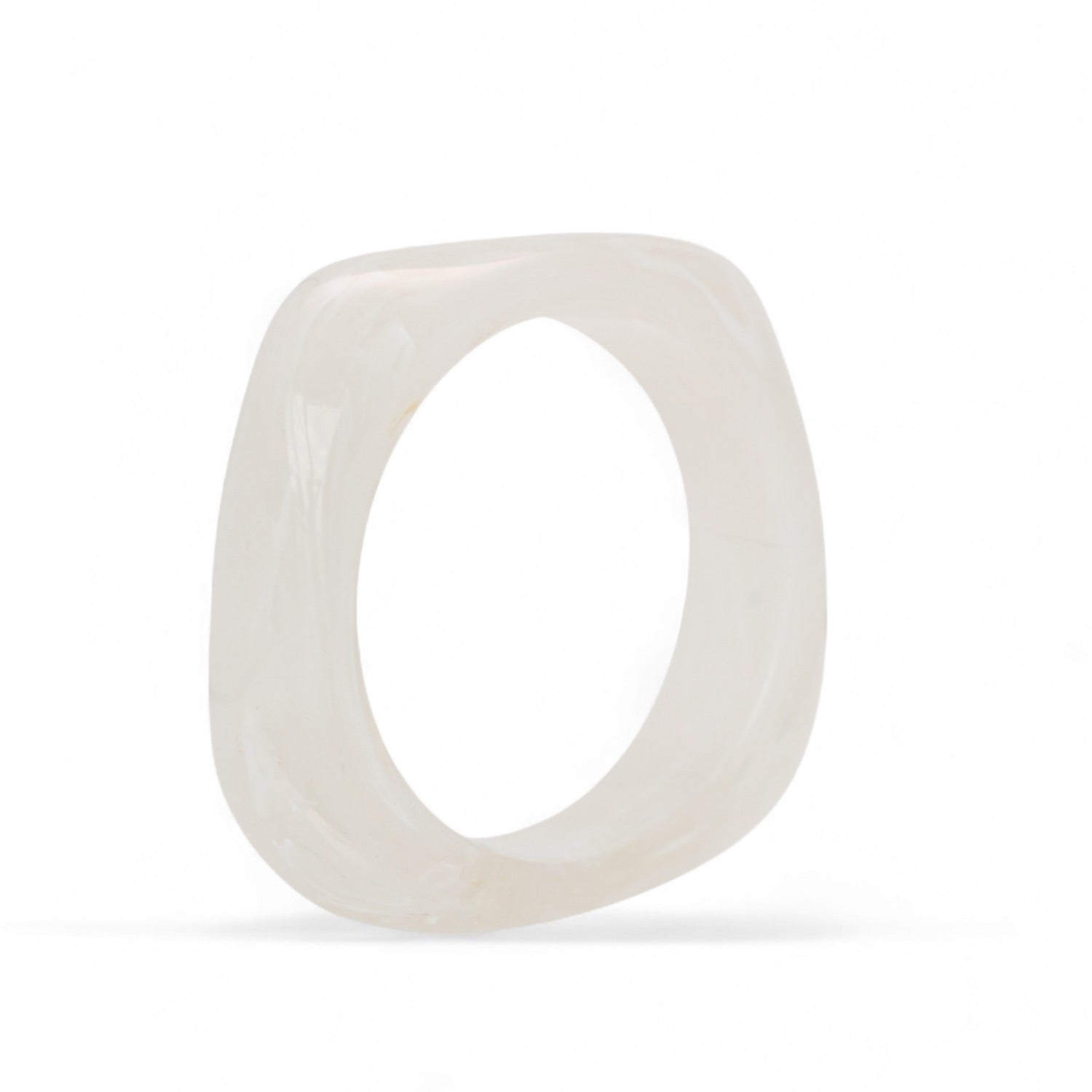Sculpted Square Bangle In White