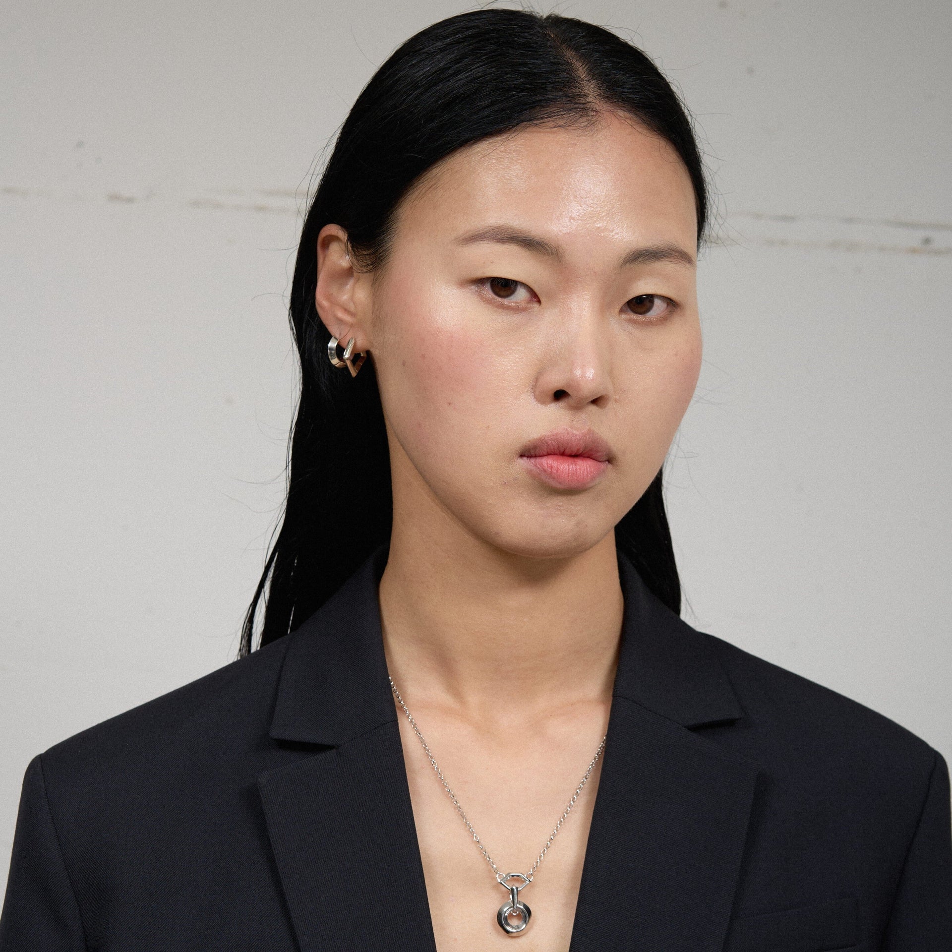 Sculptura Circle Earrings - Silver