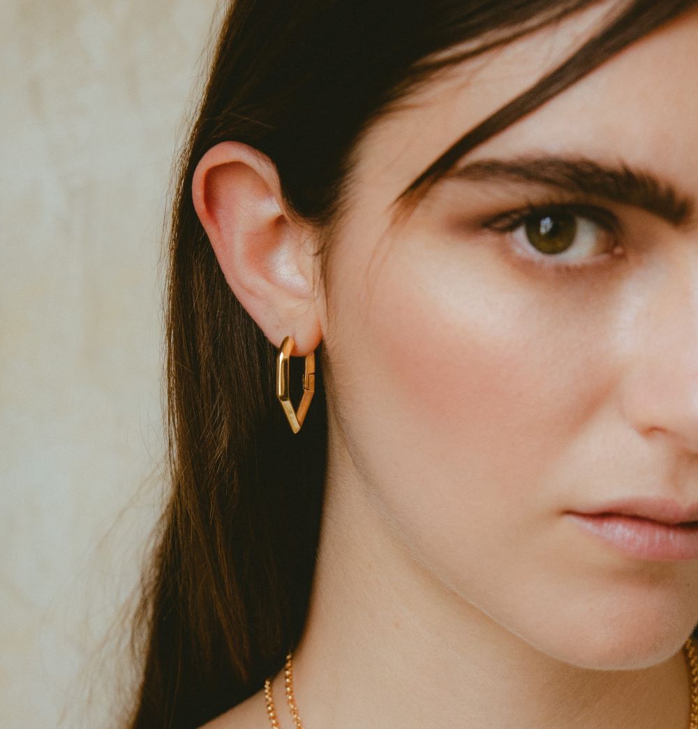 Sculptura Hexagon Earrings - Gold