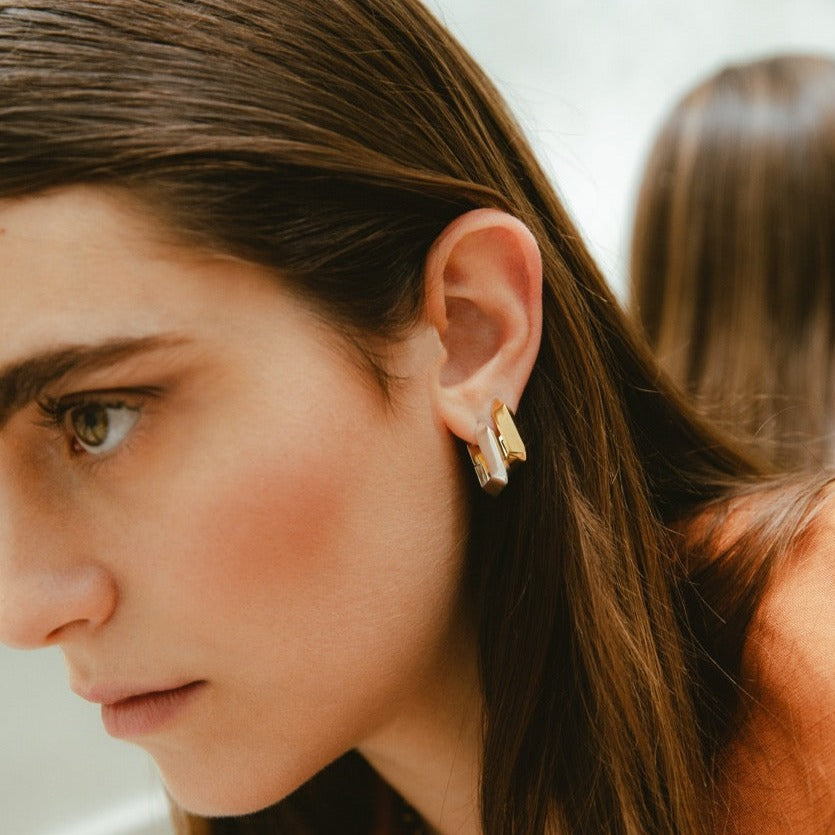 Sculptura Rectangle Earrings - Gold