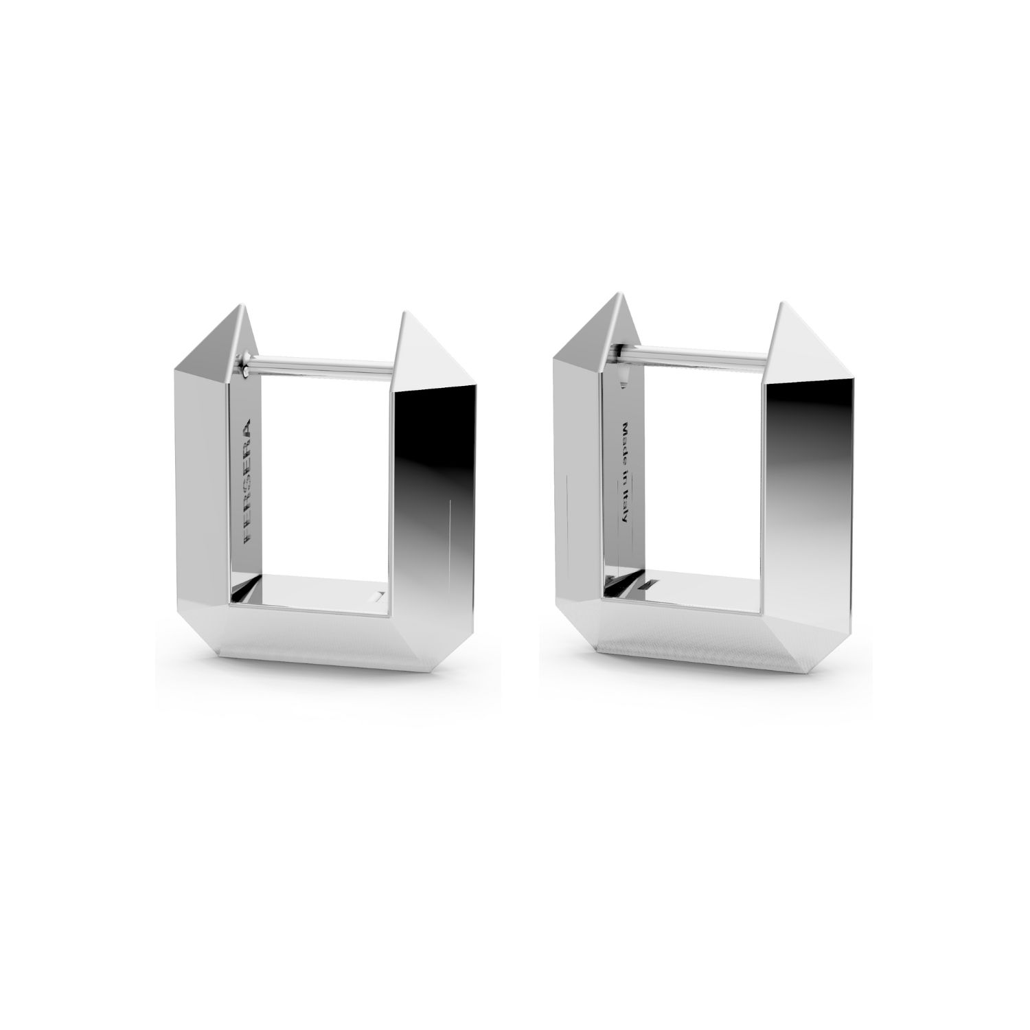 Sculptura Rectangle Earrings - Silver