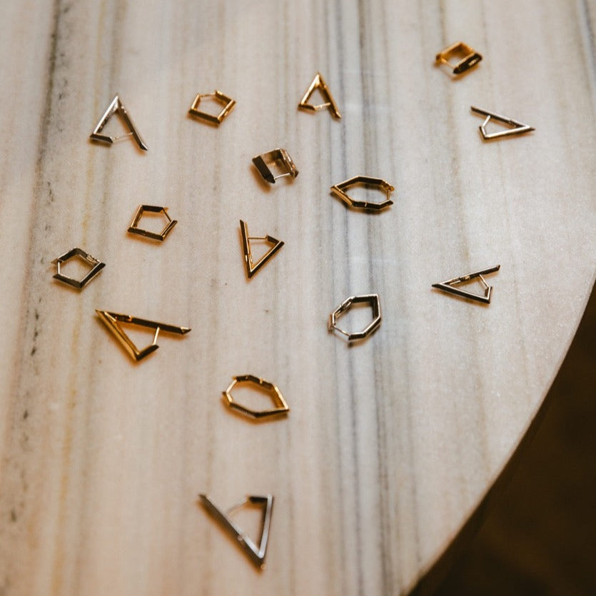 Sculptura Triangle Earrings - Silver