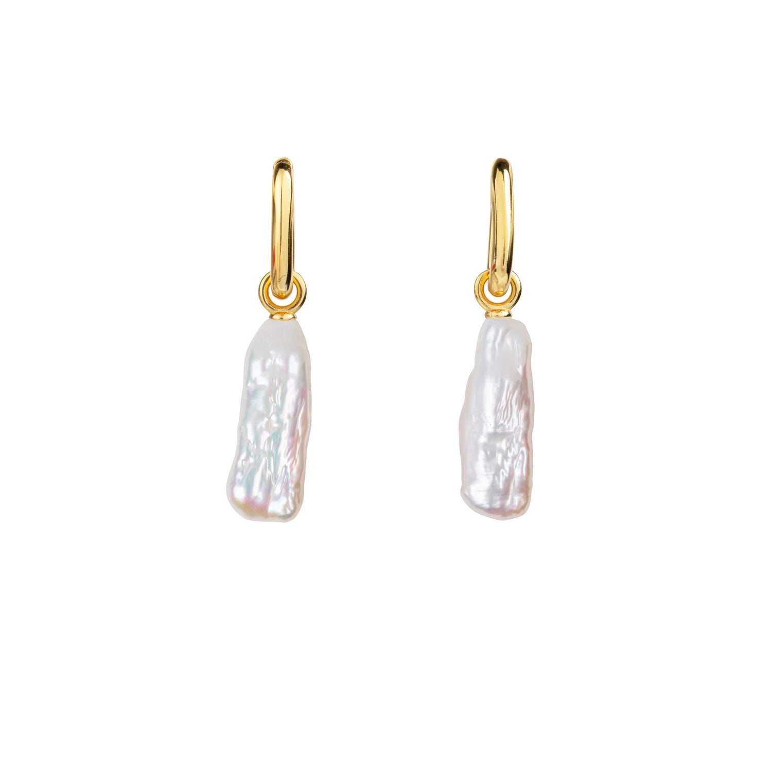 Aetia Long Baroque Pearl Hoop Earrings - Gold - Small