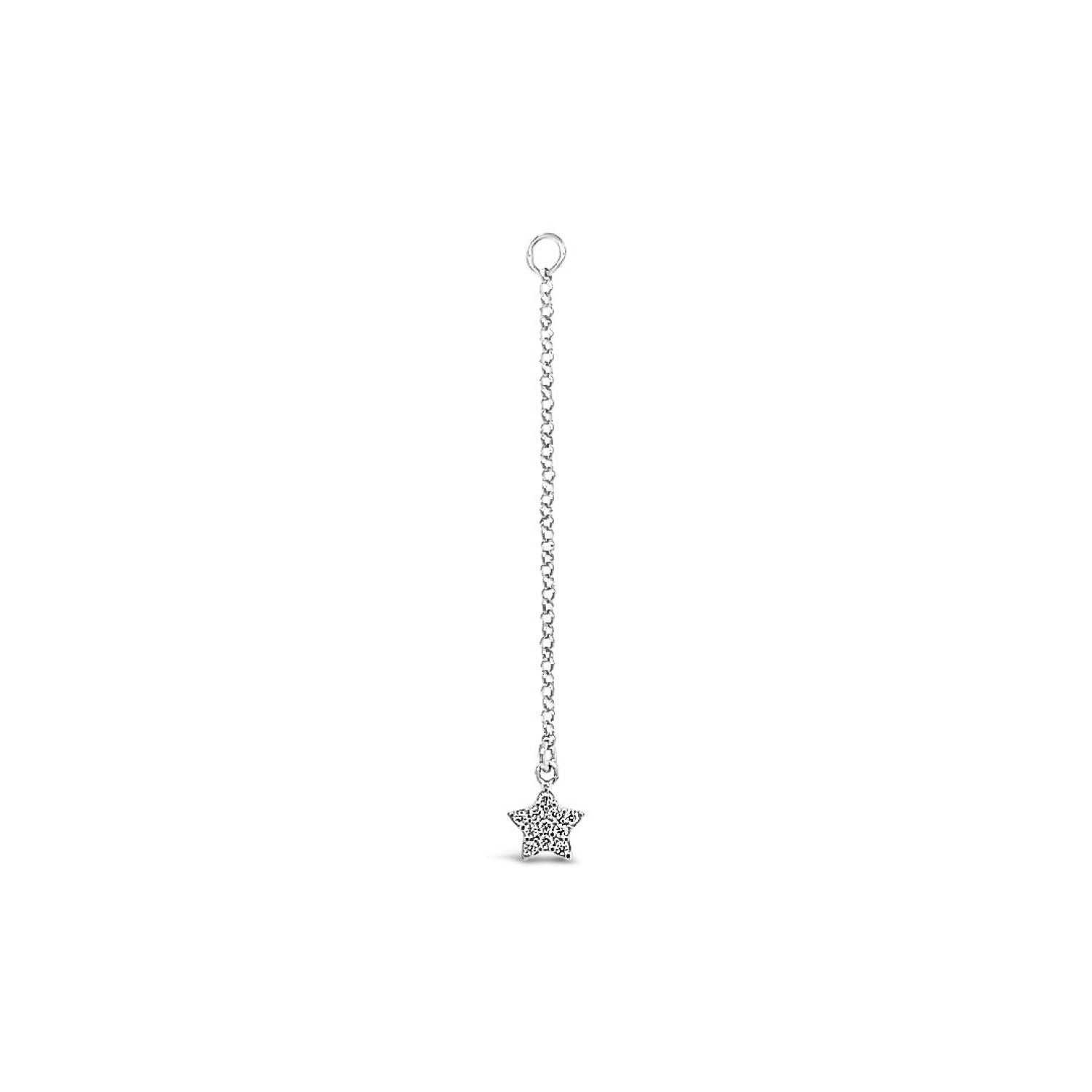 Single Earring Star Cz Charm With Chain