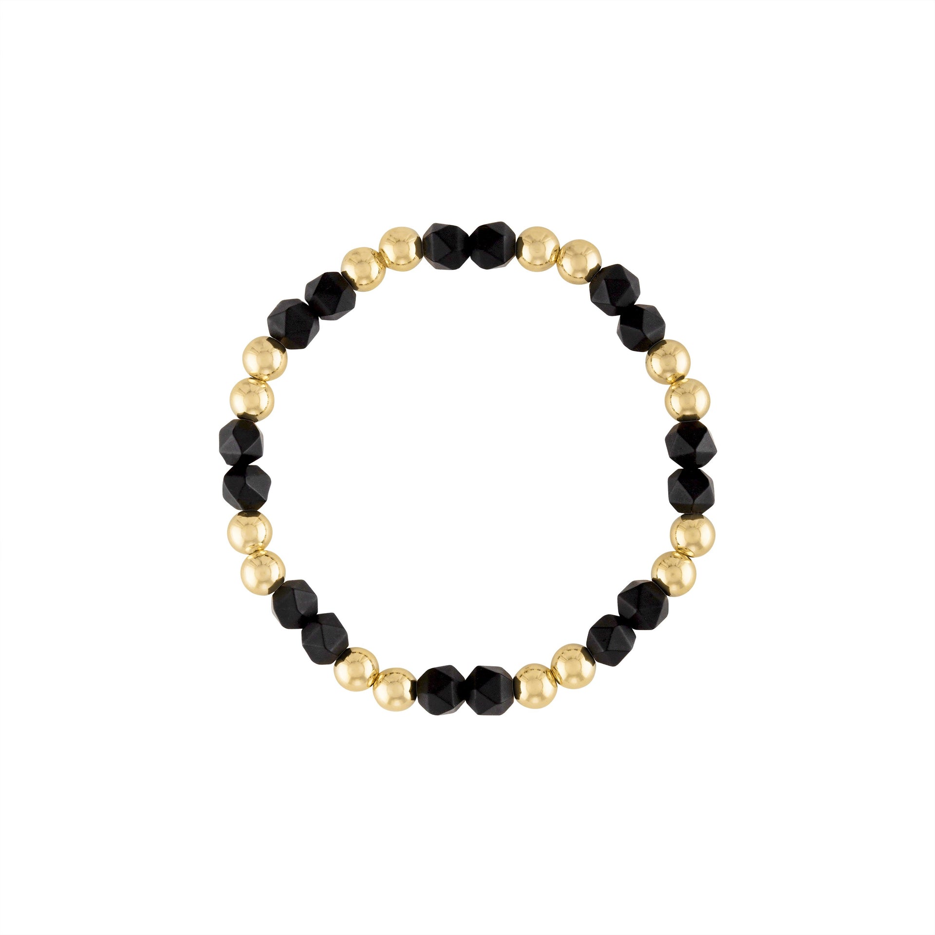 Black Matte Onyx Power Gem Gold Bubble Bracelet
