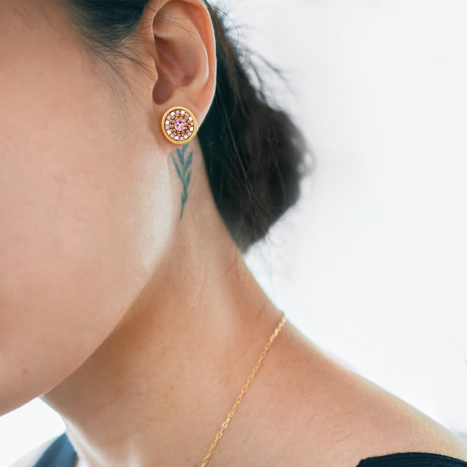 Striped Medallion Stud Earrings - Blossom