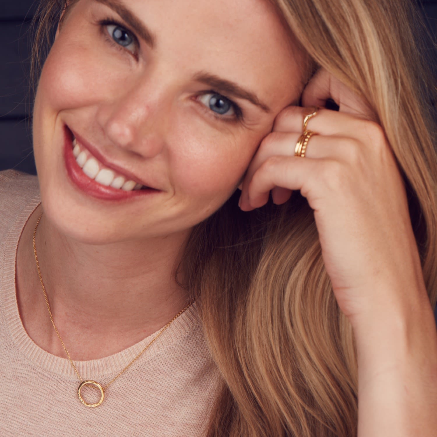 Yellow Gold Plated Medium Hoop Necklace