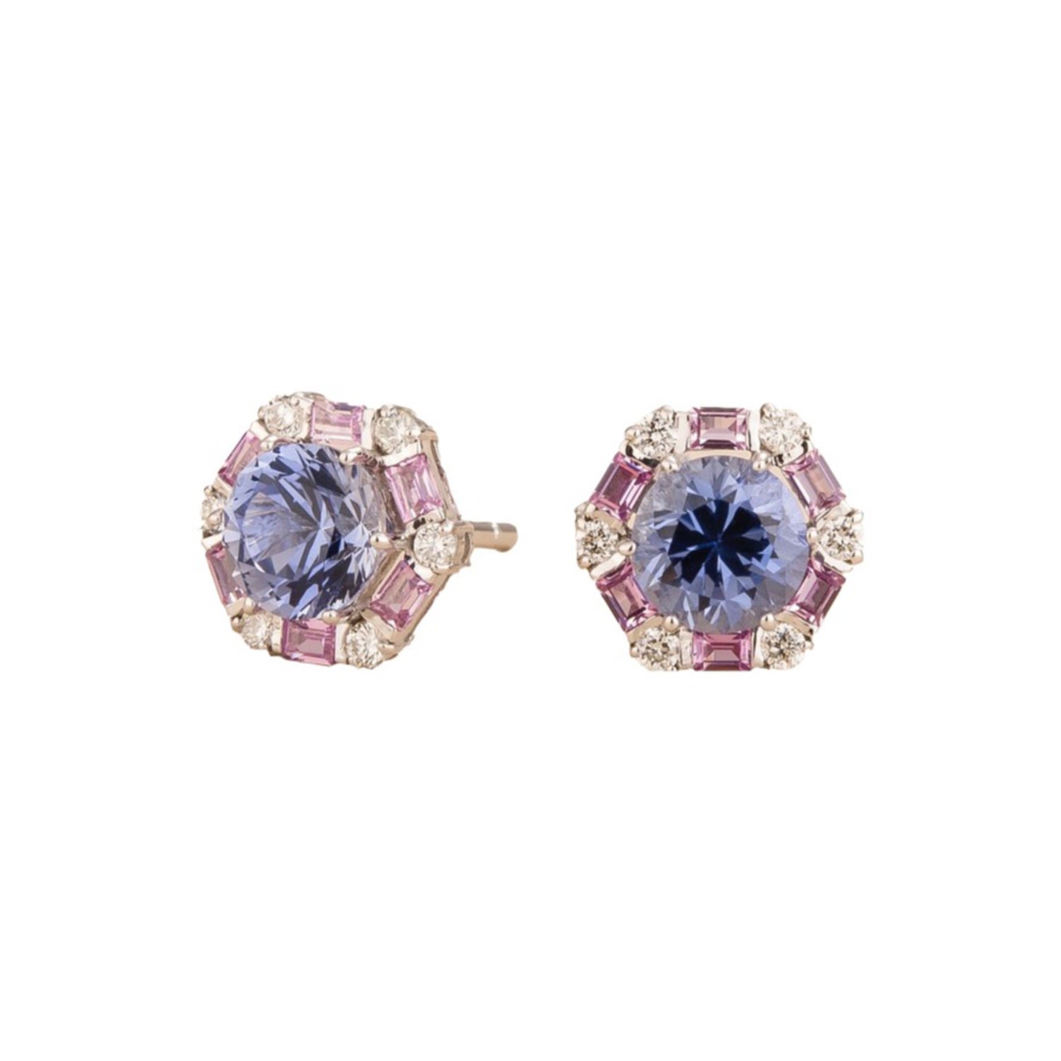 Melba White Gold Earrings Blue Sapphires, Pink Sapphires, Diamonds