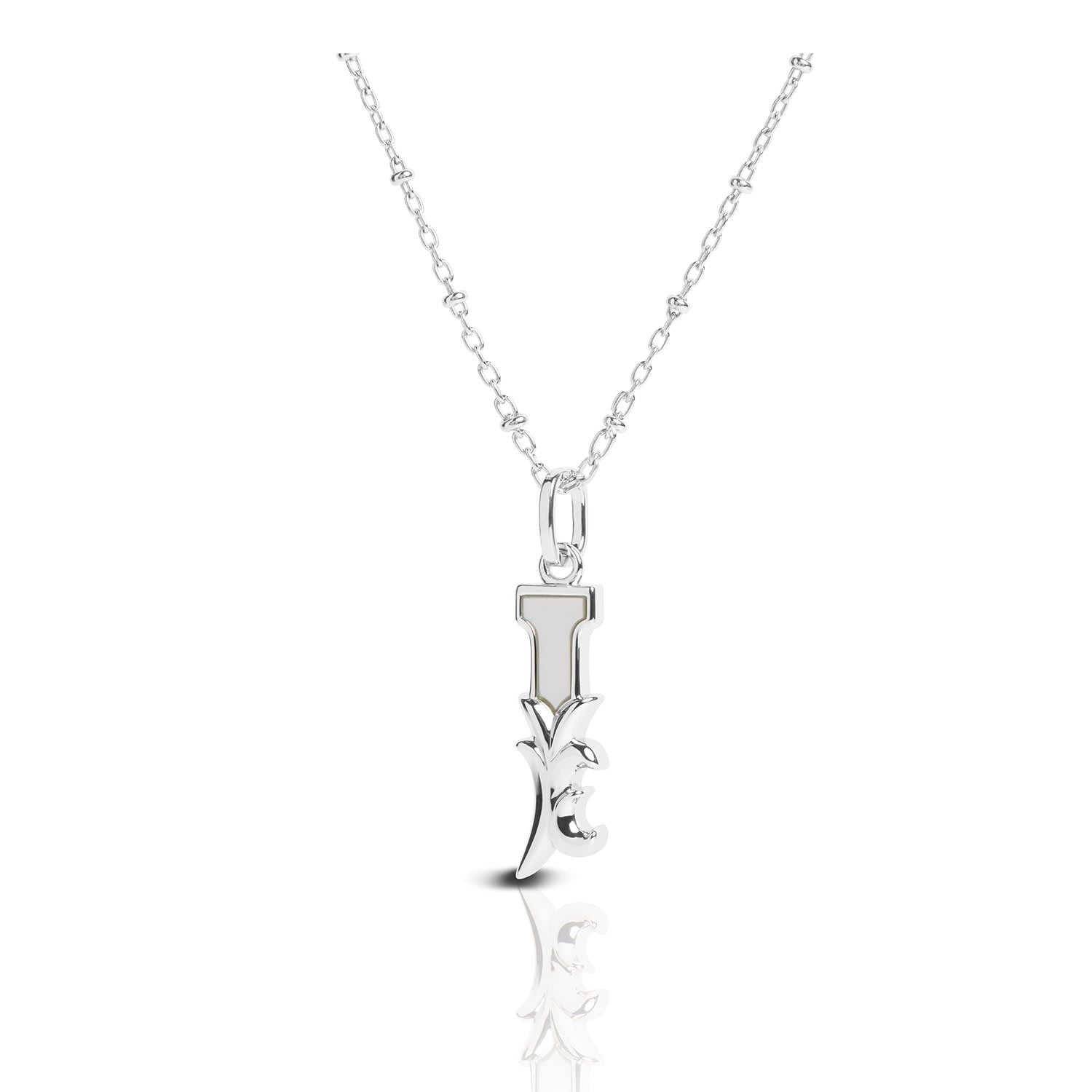 Solid Silver I Initial Necklace With Mother Of Pearl