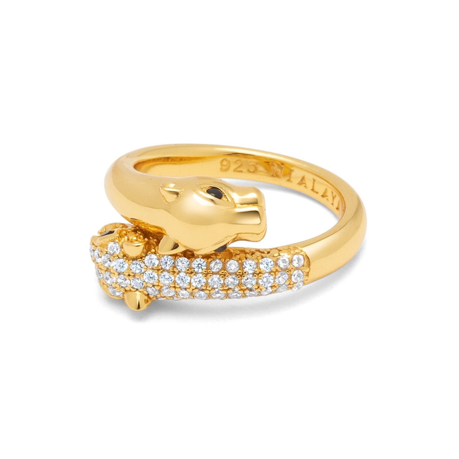 Twisted Sterling Silver Panther Ring In Gold