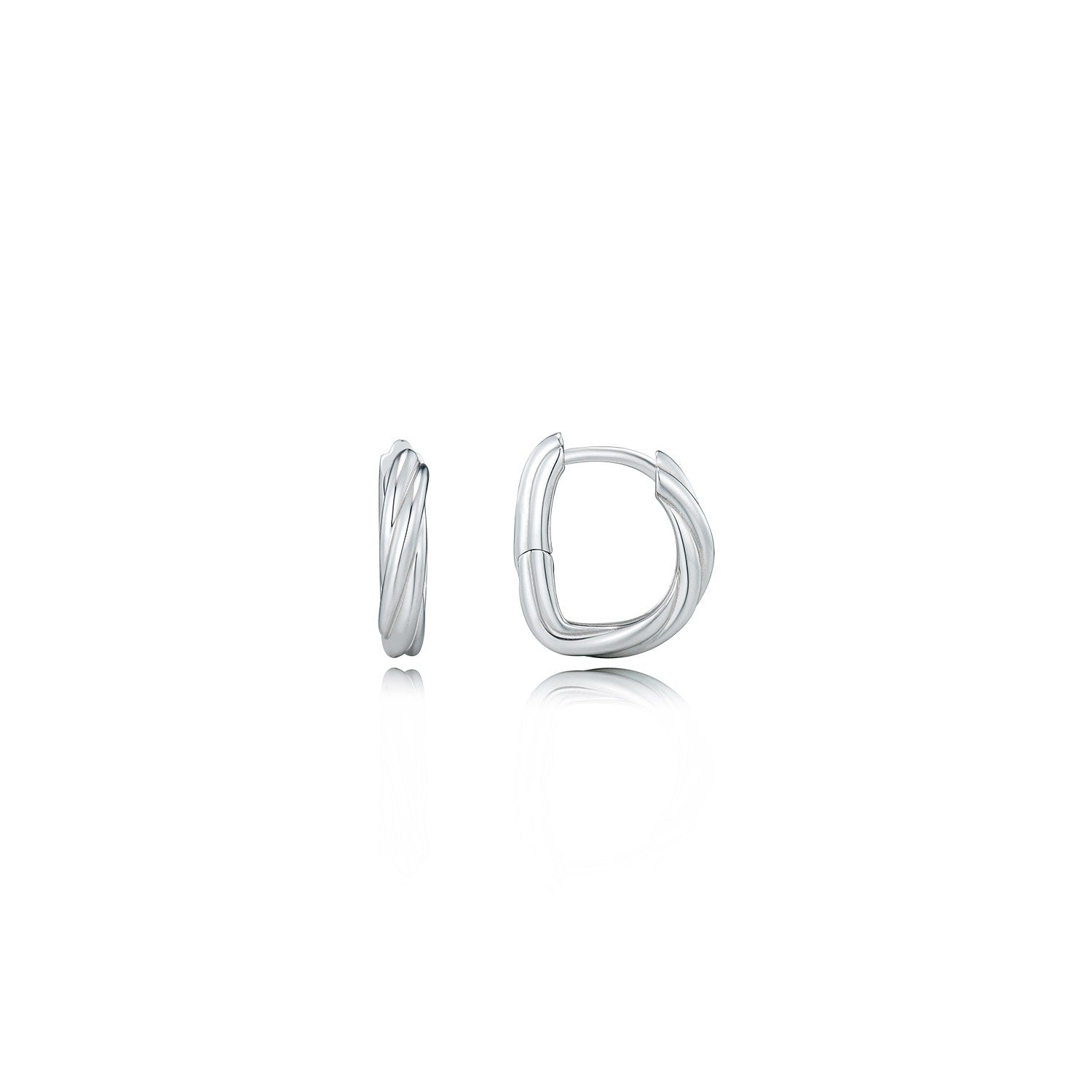 Sélection. D Twisted Silver Hoop Earring