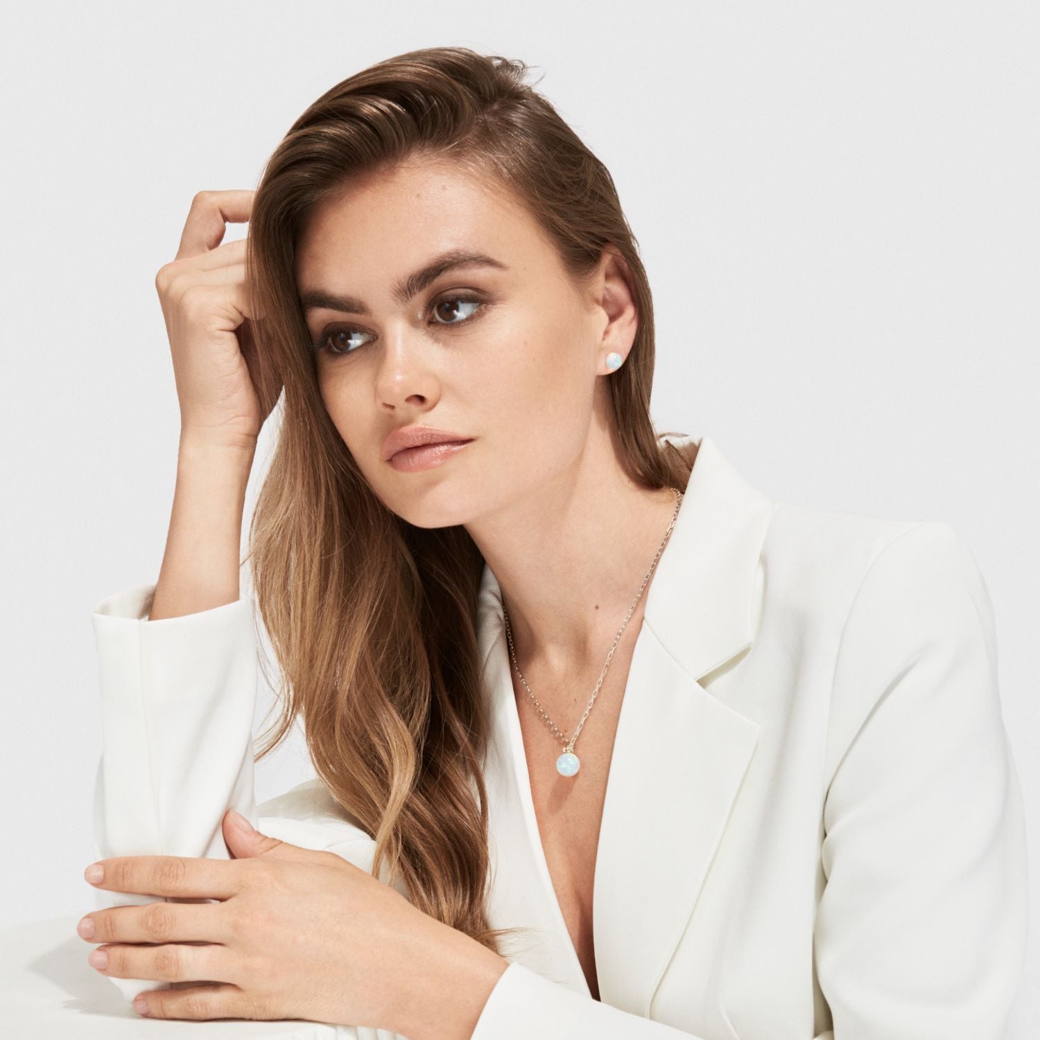 Sea Opal Stud Earrings - Silver