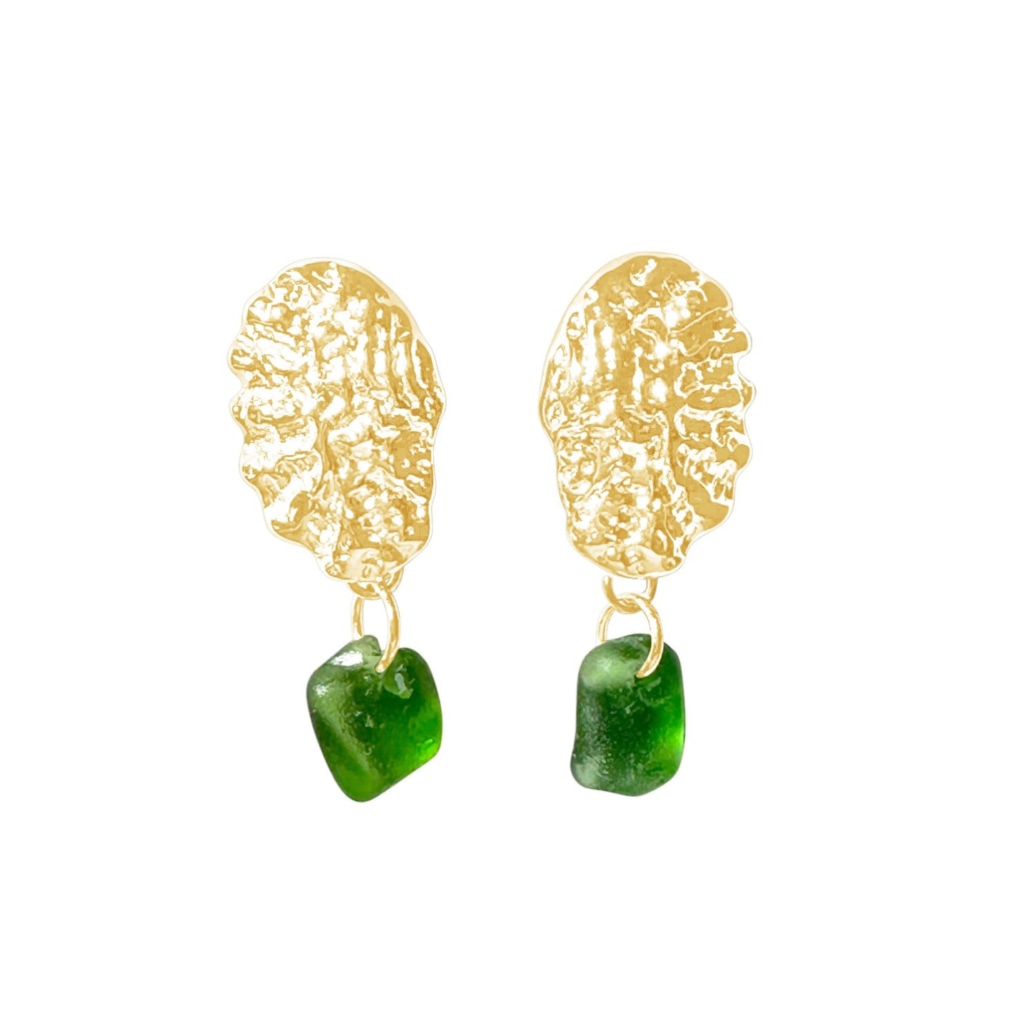 Sea Urchin Earrings Green Sea Glass