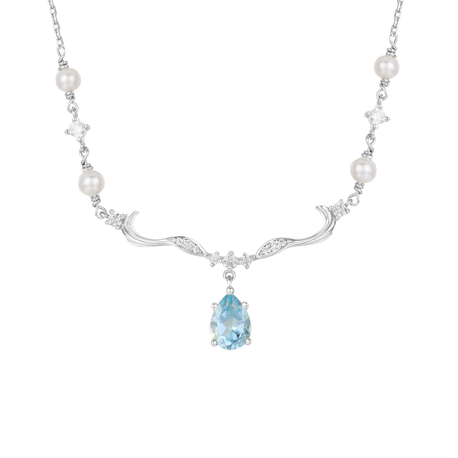 Seabreeze Serenity Blue Topaz Necklace White Gold
