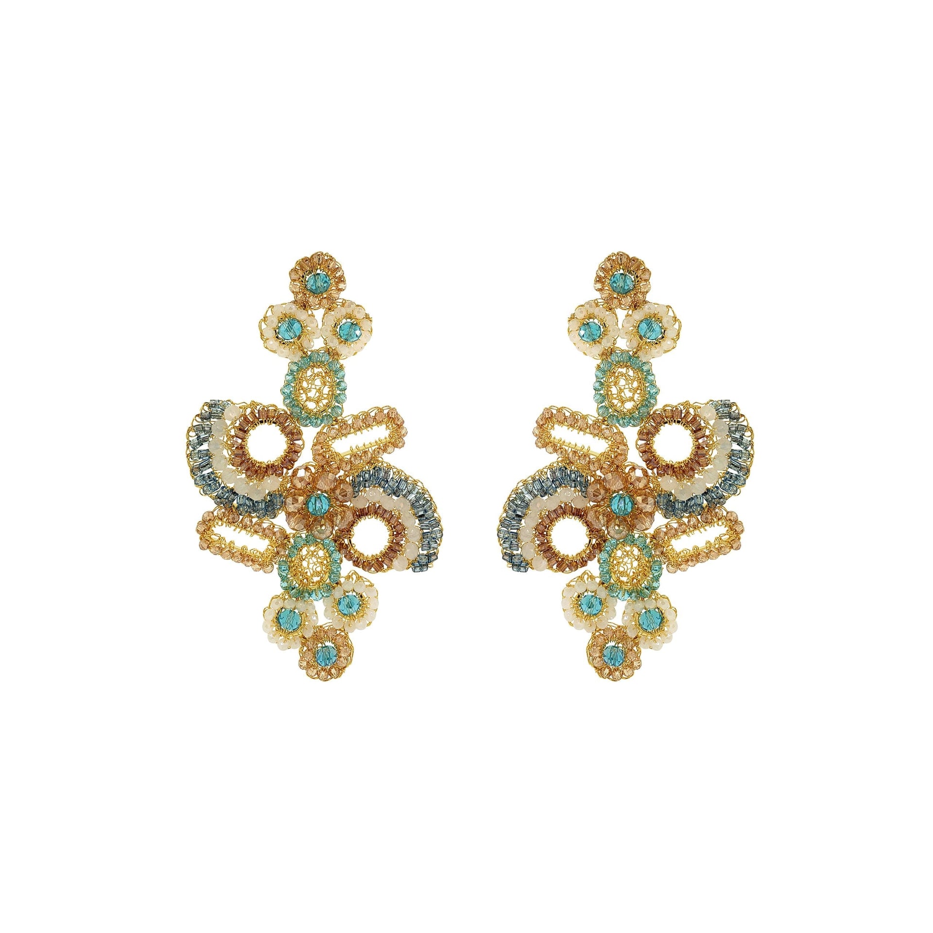 Seafoam Blue Mix Althea Maxi Handmade Crochet Earrings