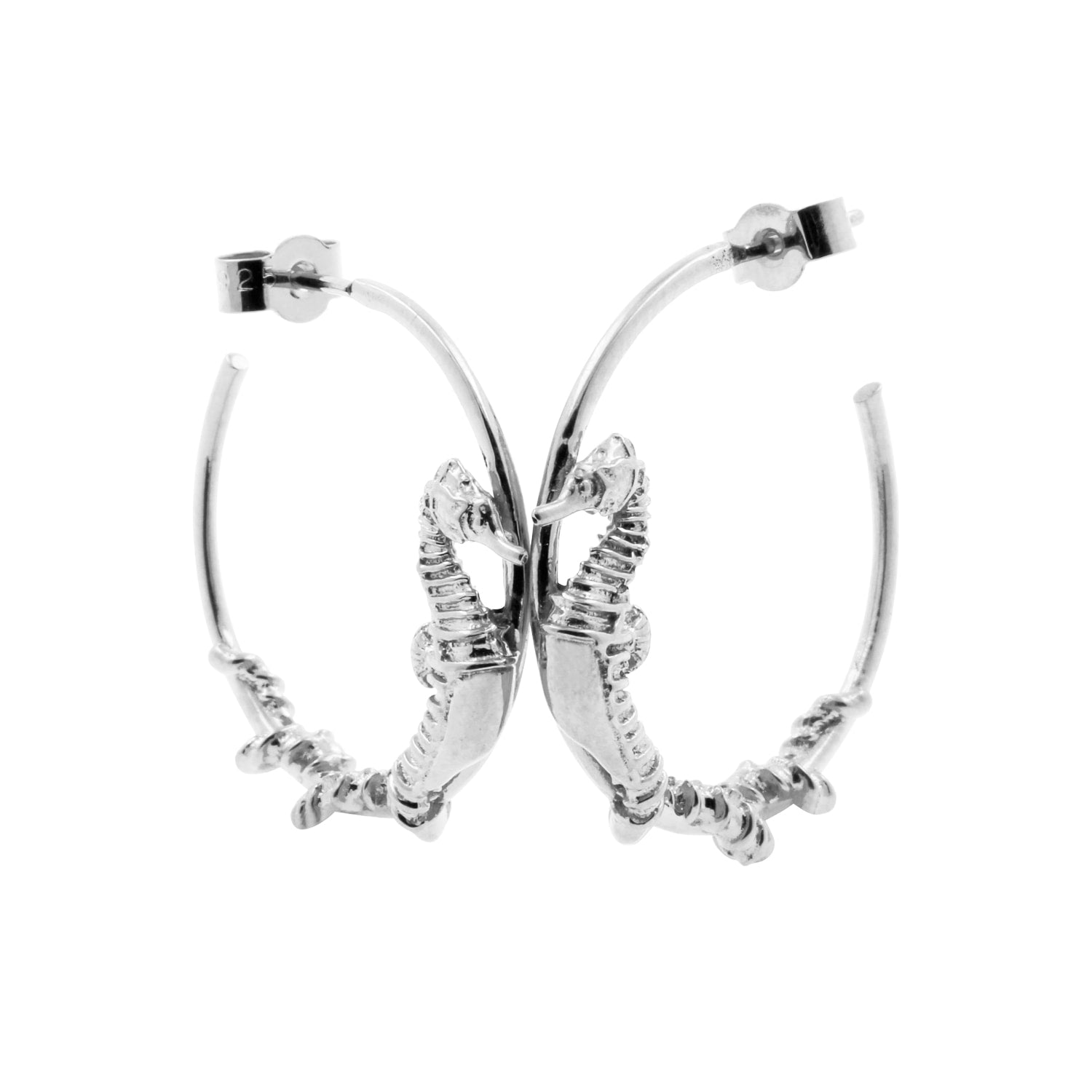 Seahorse Hoop Earrings – Silver