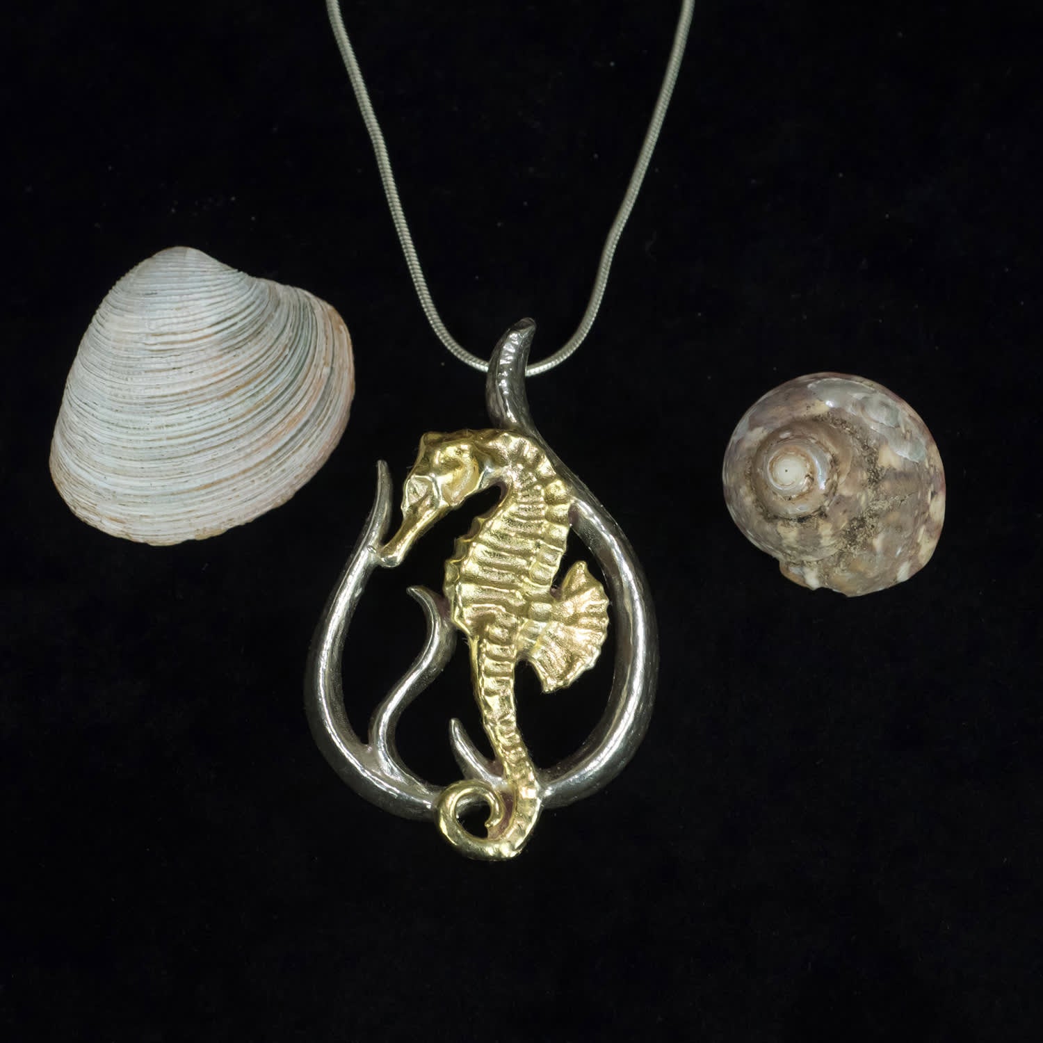 Seahorse Pendant Eighteen Carat Gold On Solid Sterling Silver