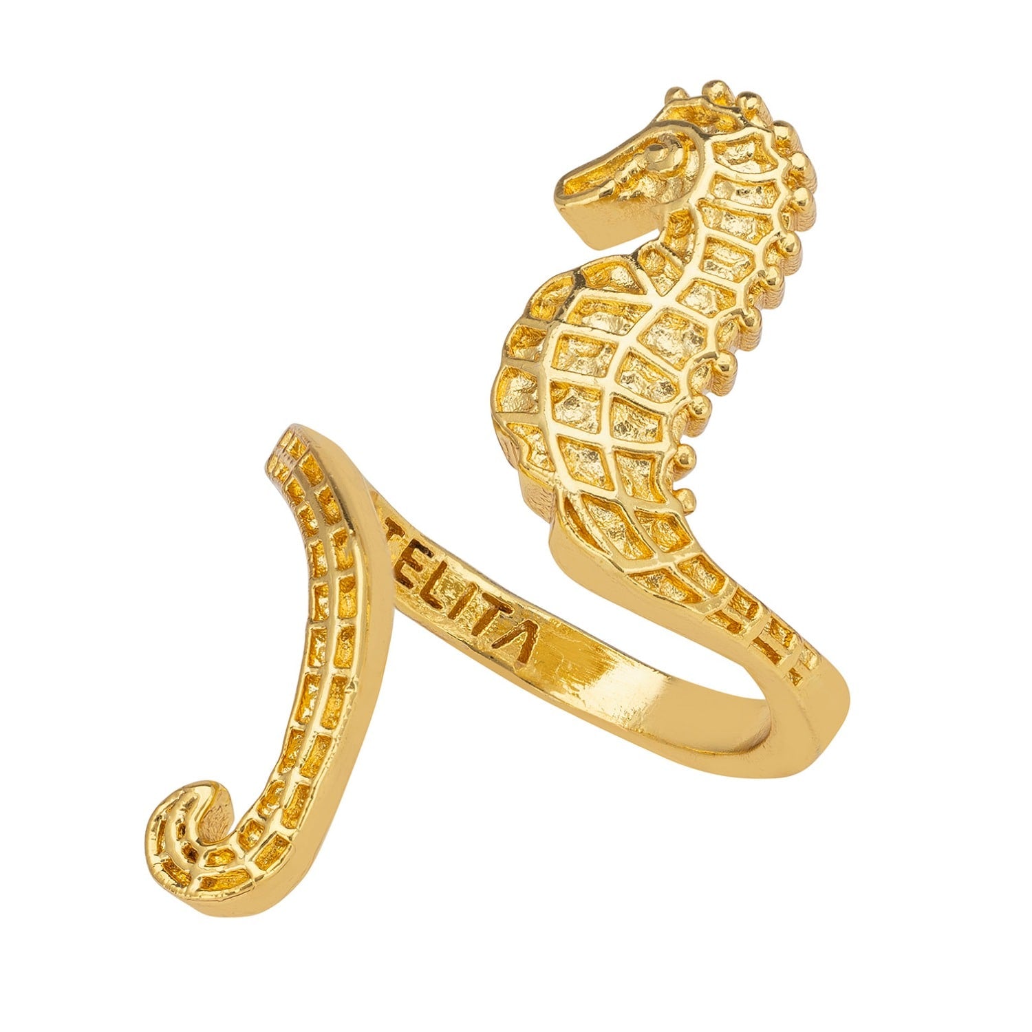 Seahorse Wrap Around Adjustable Ring Gold