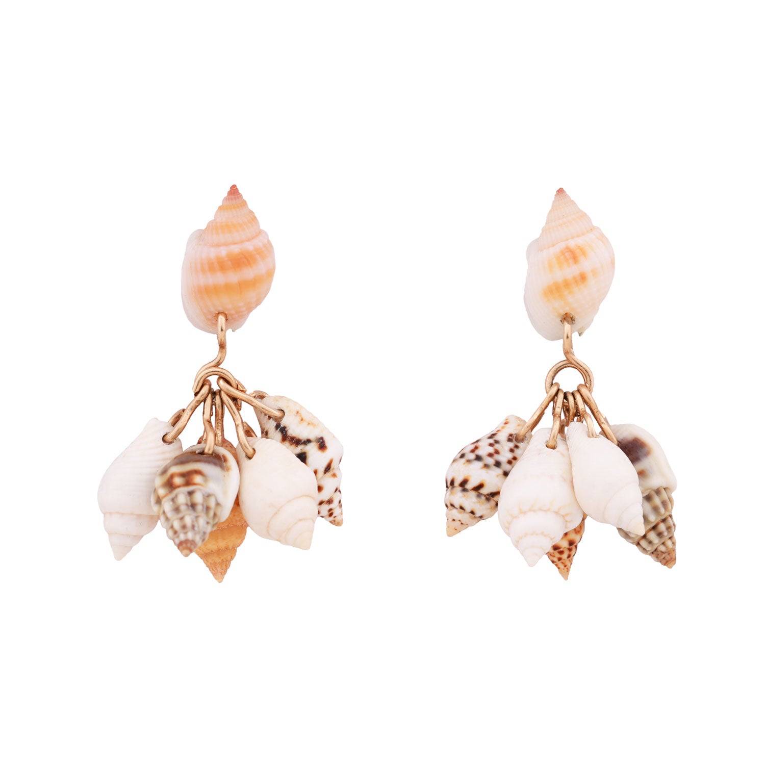Seashells Earrings Summer Shells Gold Ear Studs Beach Jewelry