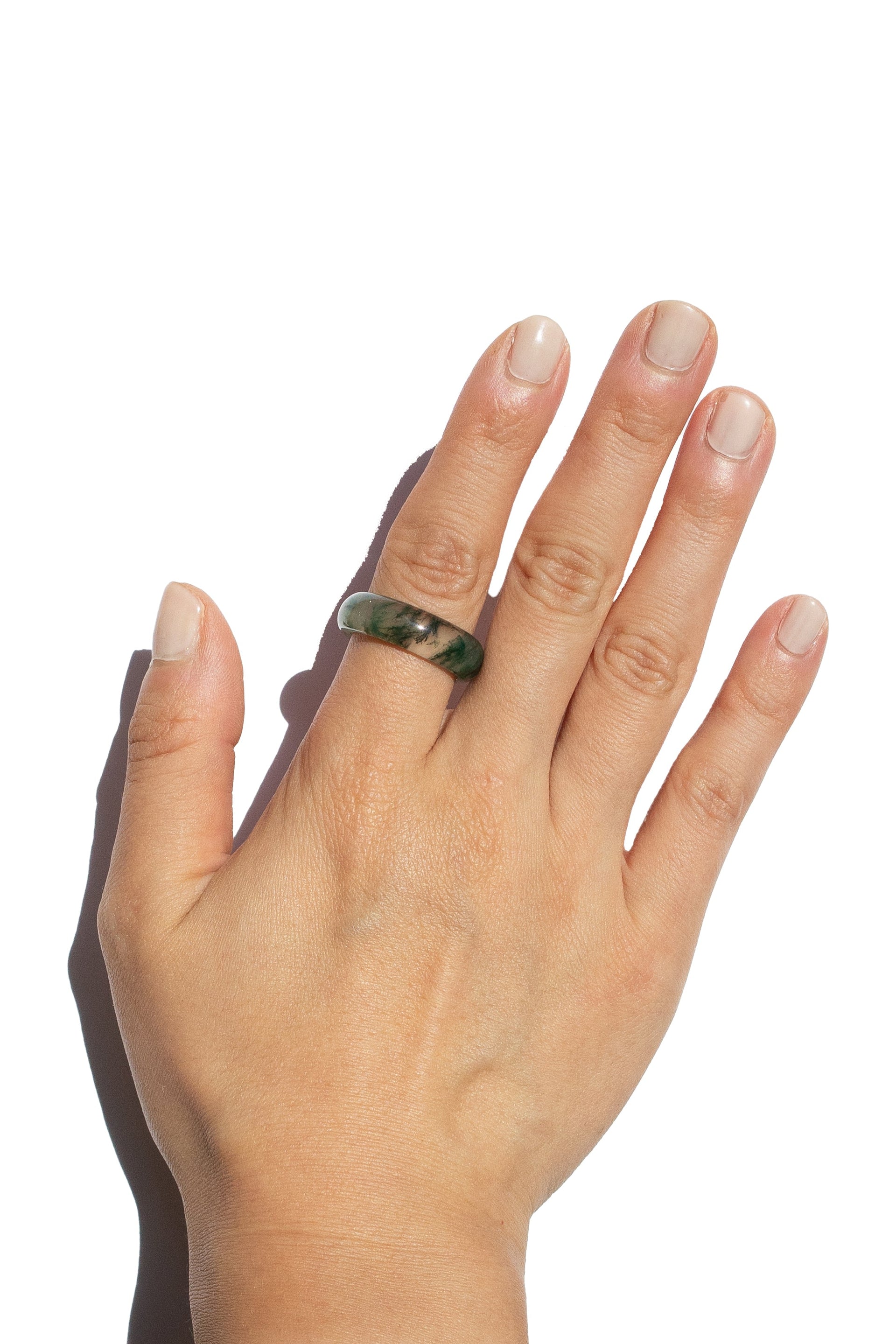 Seaweed Green Jade Stone Ring
