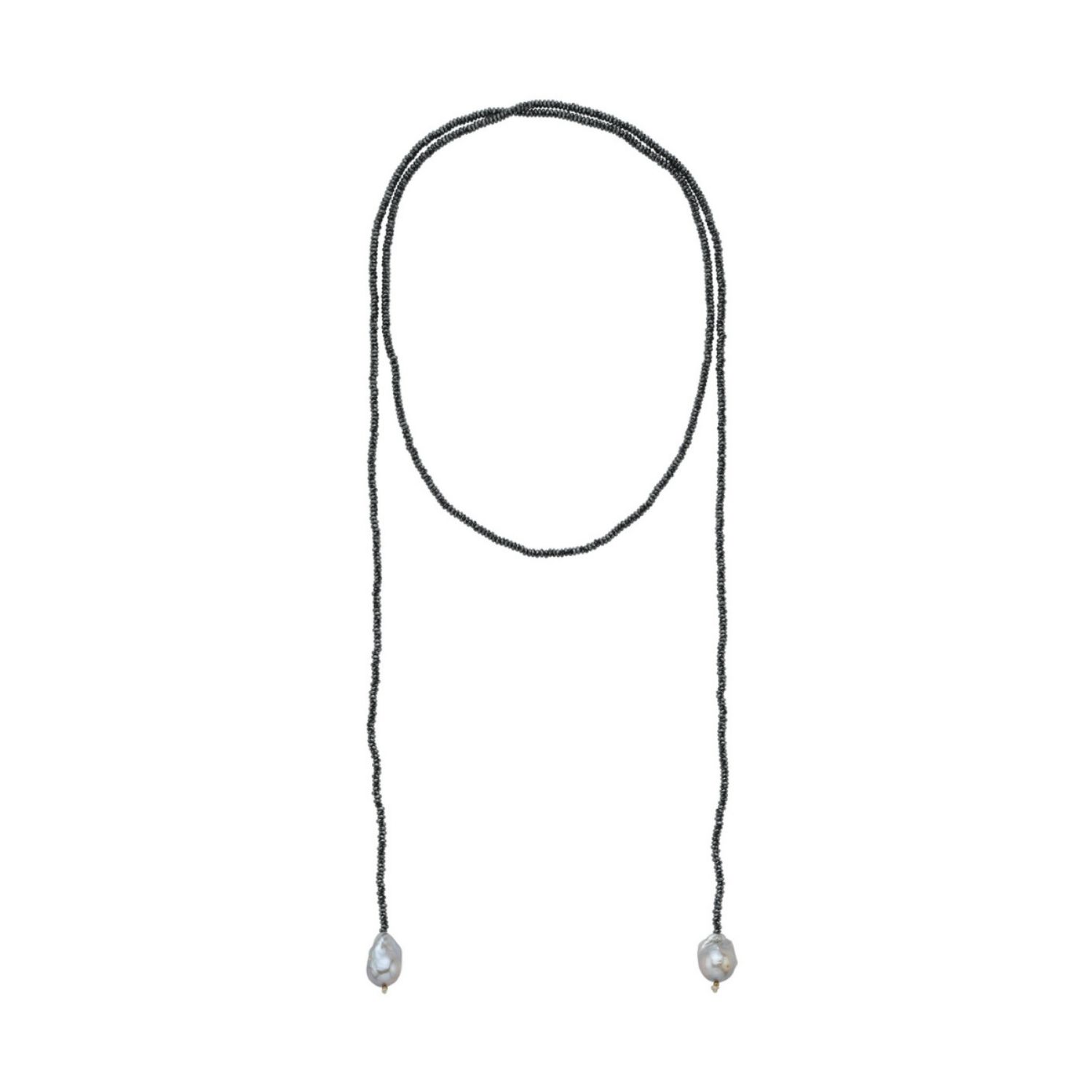 Sedna Baroque Pearl Hematite Stone Long Necklace