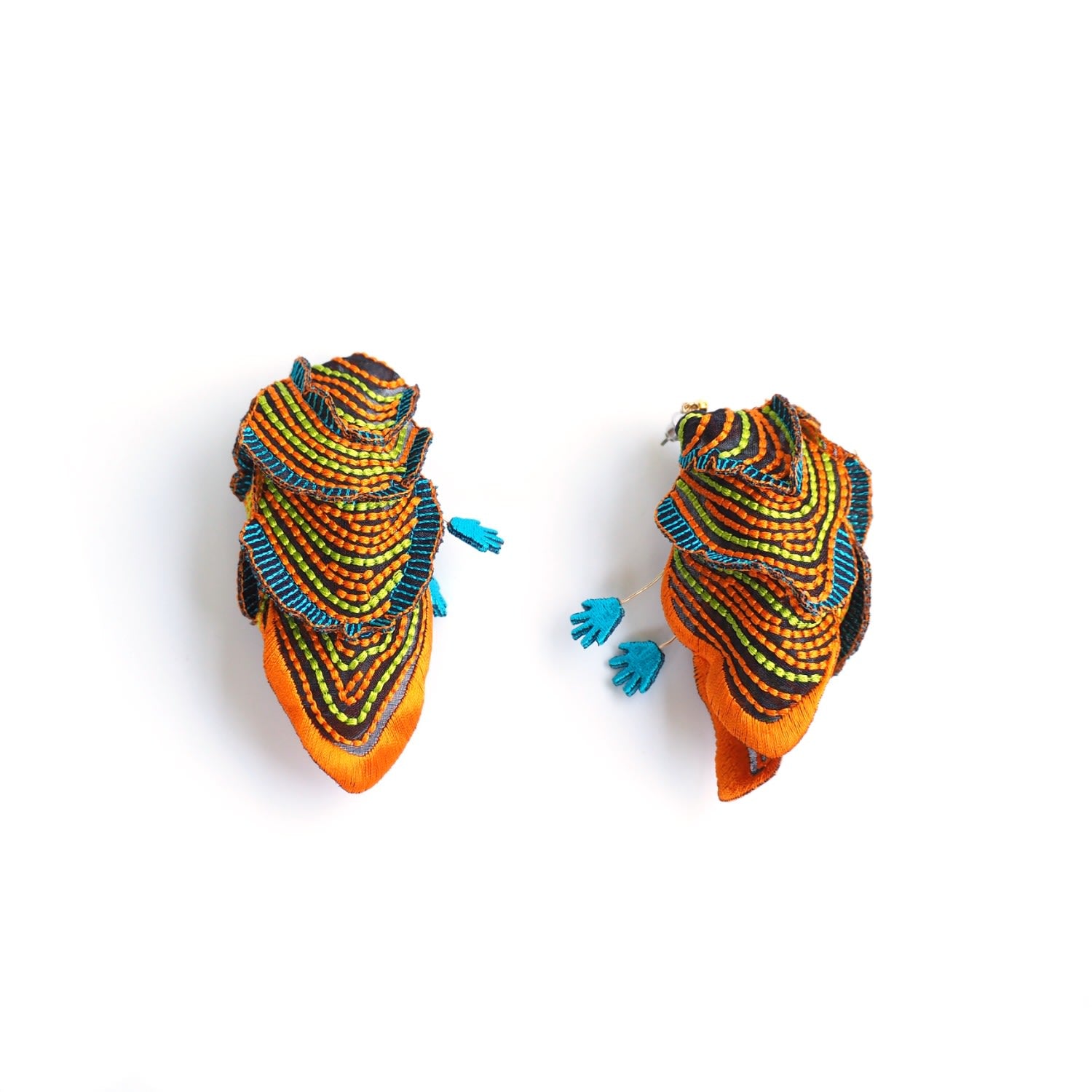 See The Light Embroidery Earrings - Orange