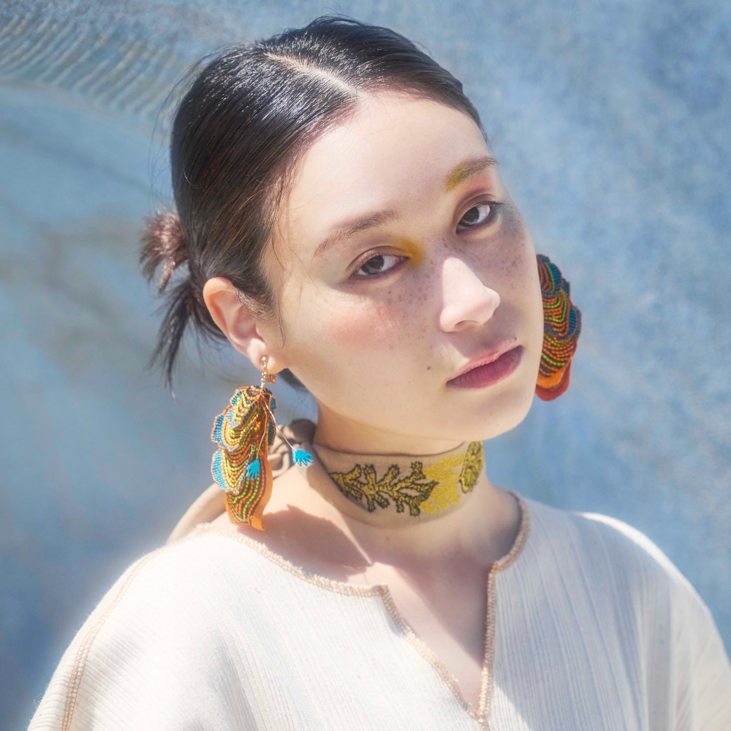 See The Light Embroidery Earrings - Orange