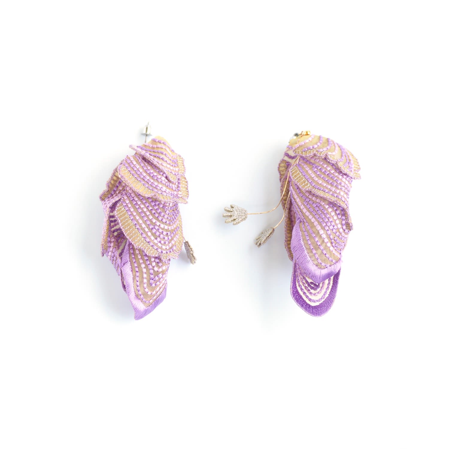 See The Light Embroidery Earrings - Purple