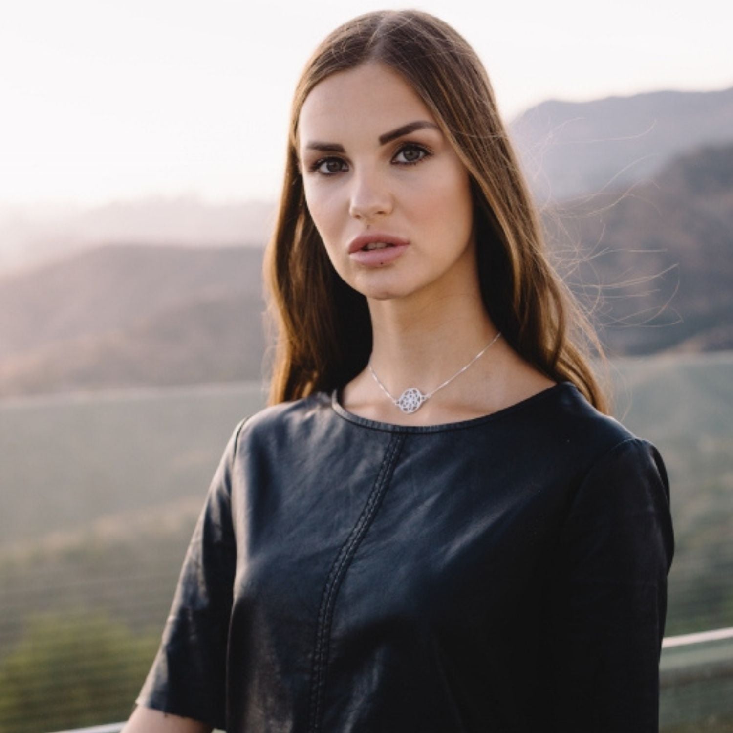 Seed Of Life Choker Or Y Style Lariat, Reversible Necklace, White Rhodium