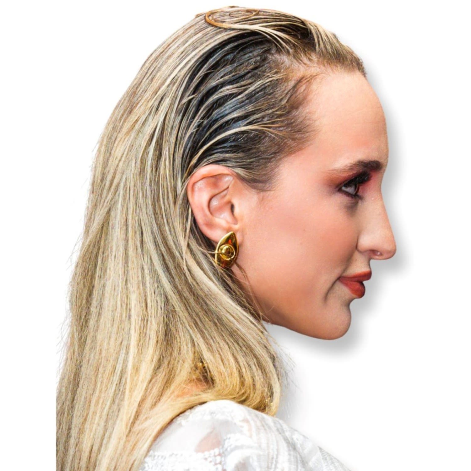 Athena Evil Eye Stud Earrings In White Gold