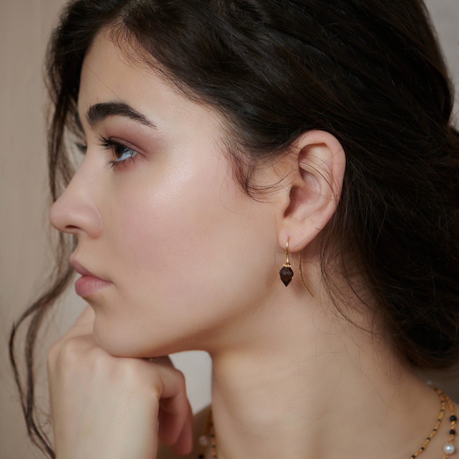 Sekhem Smoky Quartz Gold Vermeil Drop Earrings