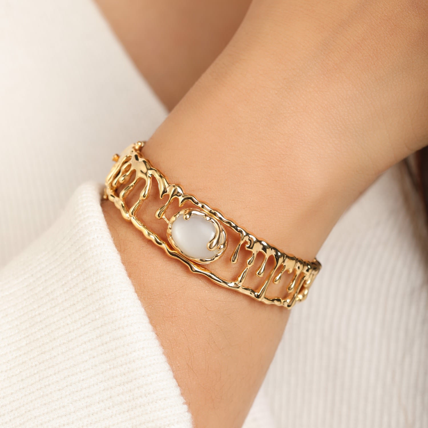 Selena Moonstone Cuff Bracelet