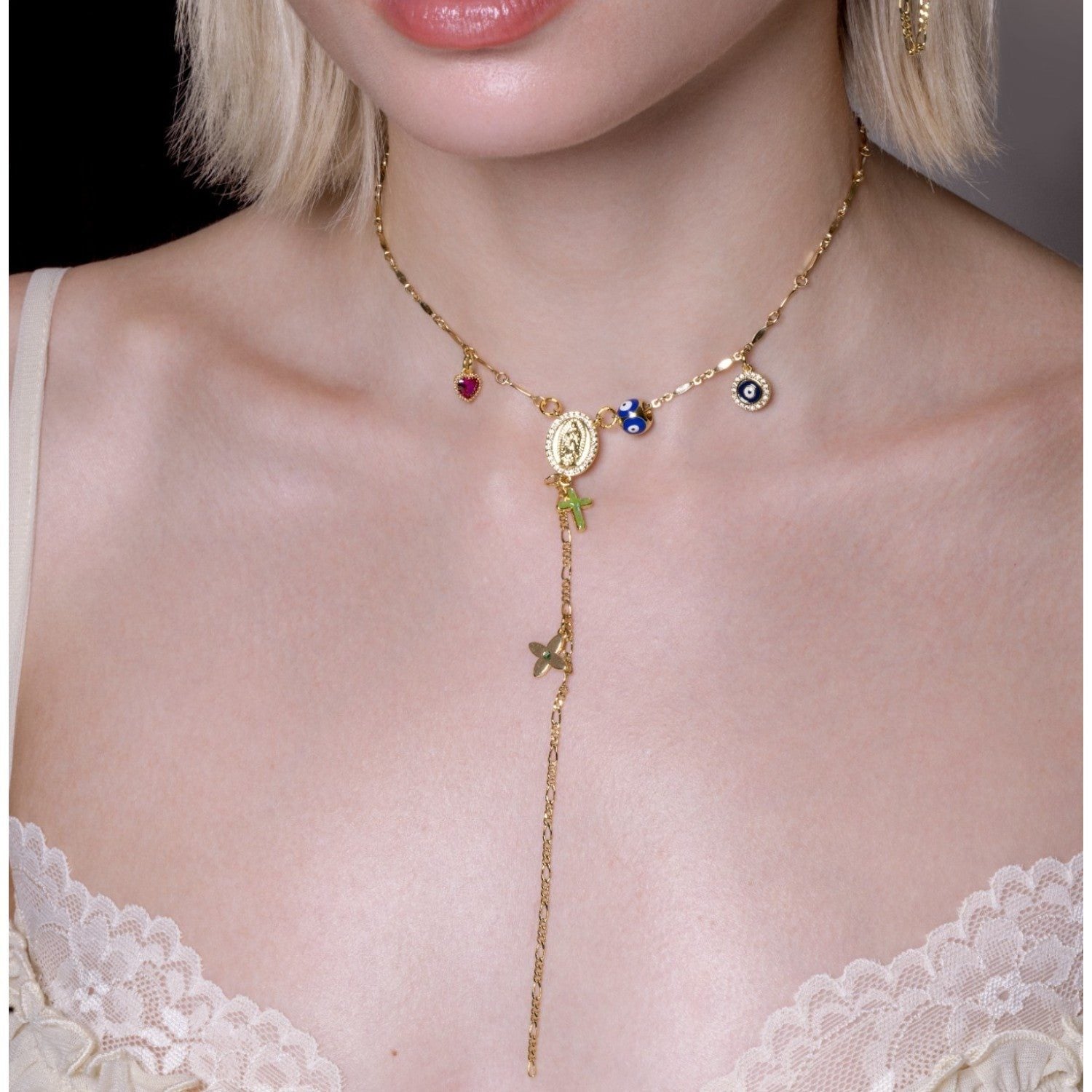 Selene Amulet Rosary Lariat
