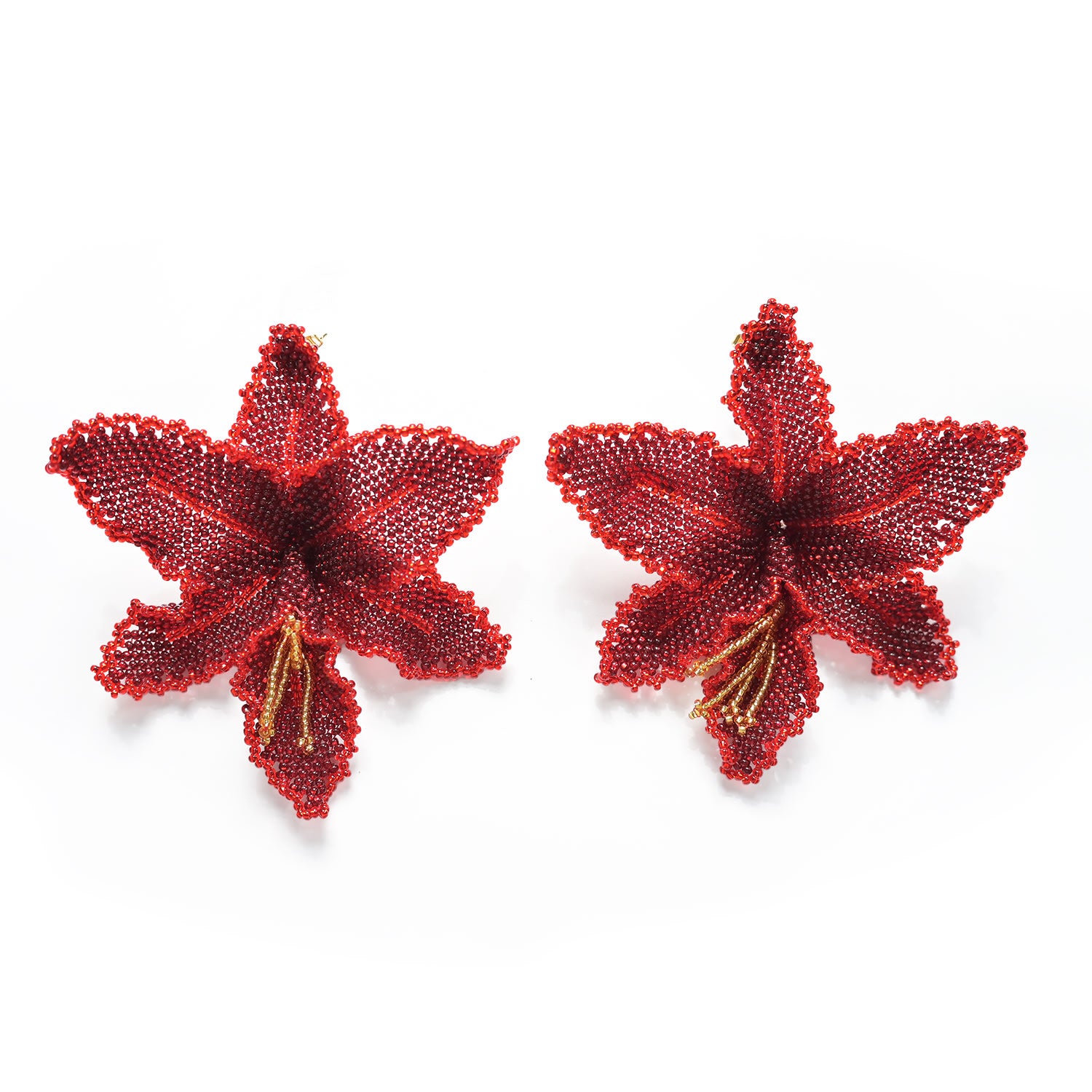 Selva | Red Orchid Bead Earrings