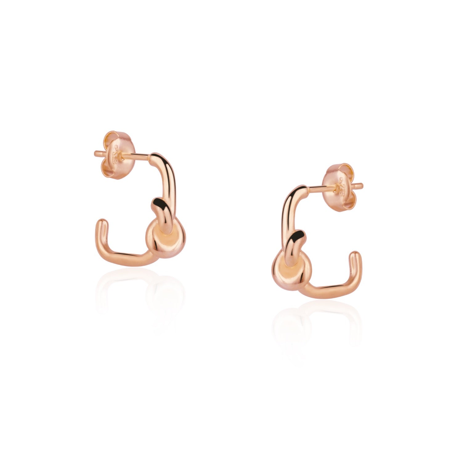 Semi Hoop Knot Sterling Silver Earring Rose Gold